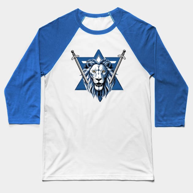 Star of David lion with iron swords Baseball T-Shirt by O.M design